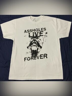 Assholes Live Forever - Wild Dog Print - Large White T-shirt